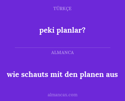 wie schauts mit den planen aus - peki planlar?