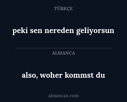also, woher kommst du - peki sen nereden geliyorsun