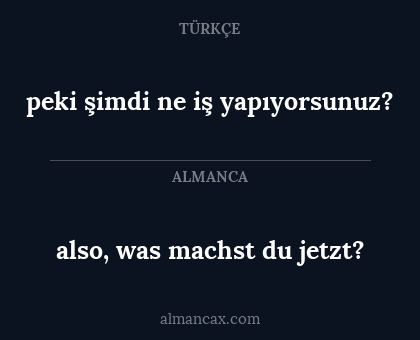 also, was machst du jetzt? - peki şimdi ne iş yapıyorsunuz?