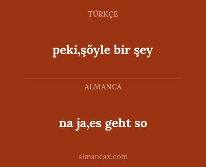 peki,şöyle bir şey - na ja,es geht so
