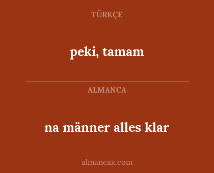 na männer alles klar - peki, tamam