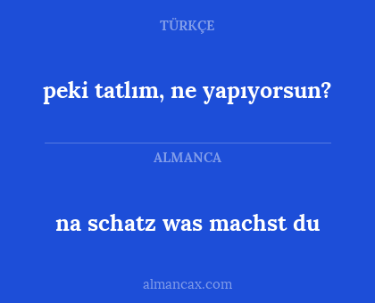 peki tatlım, ne yapıyorsun? - na schatz  was machst du