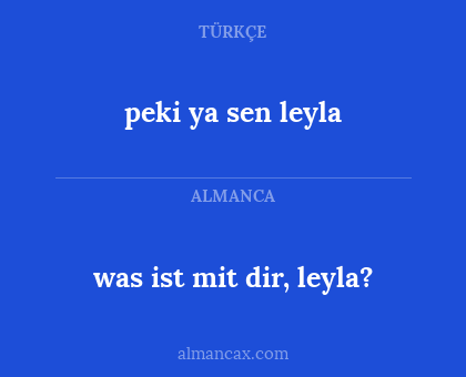 was ist mit dir, leyla? - peki ya sen leyla