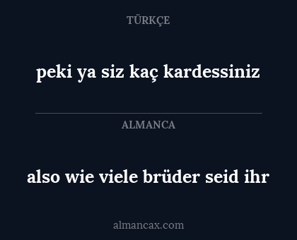 peki ya siz kaç kardessiniz - also wie viele brüder seid ihr