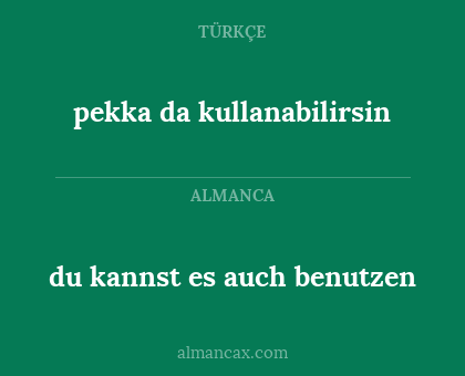 pekka da kullanabilirsin - du kannst es auch benutzen