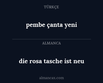die rosa tasche ist neu - pembe çanta yeni