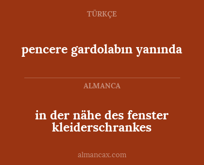 in der nähe des fenster kleiderschrankes - pencere gardolabın yanında