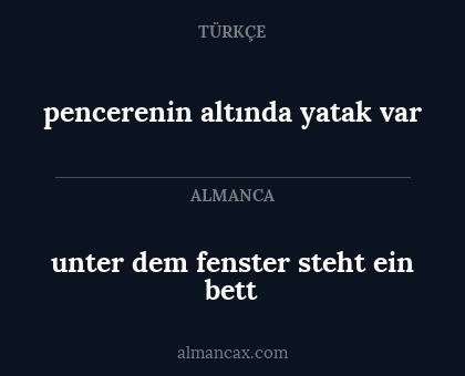 unter dem fenster steht ein bett - pencerenin altında yatak var