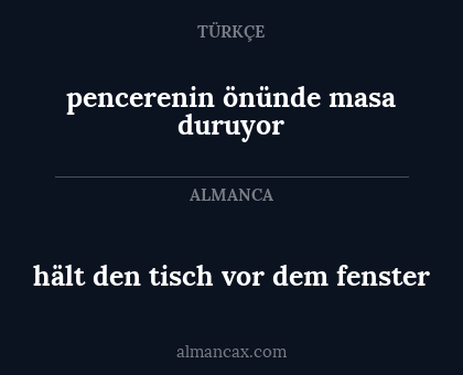 hält den tisch vor dem fenster - pencerenin önünde masa duruyor
