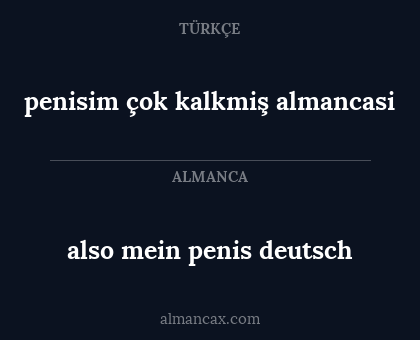 also mein penis deutsch - penisim çok kalkmiş almancasi