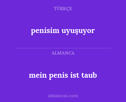 mein penis ist taub - penisim uyuşuyor
