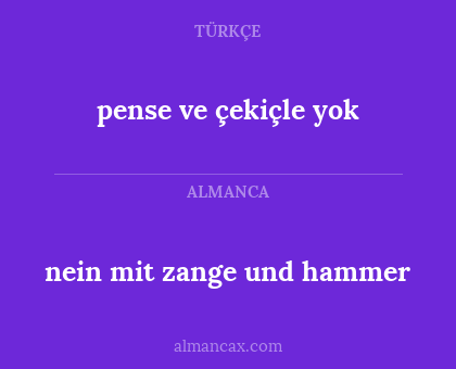 pense ve çekiçle yok - nein mit zange und hammer