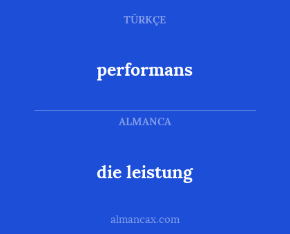 performans - die leistung