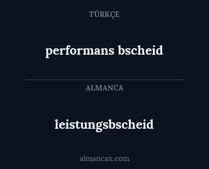 leistungsbscheid - performans bscheid