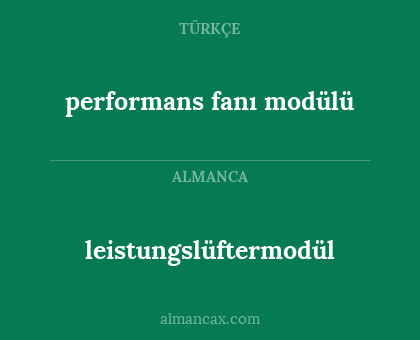 leistungslüftermodül - performans fanı modülü