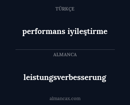 performans iyileştirme - leistungsverbesserung