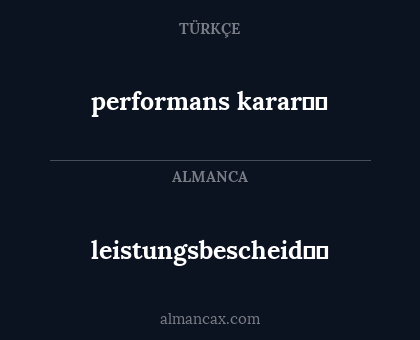 leistungsbescheid￼￼ - performans karar￼￼