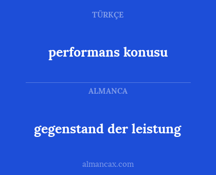 performans konusu - gegenstand der leistung