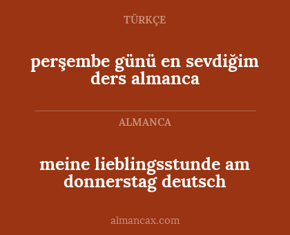 meine lieblingsstunde am donnerstag deutsch - perşembe günü en sevdiğim ders almanca