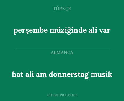 perşembe müziğinde ali var - hat ali am donnerstag musik