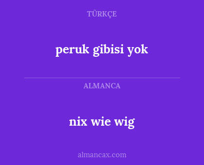 nix wie wig - peruk gibisi yok