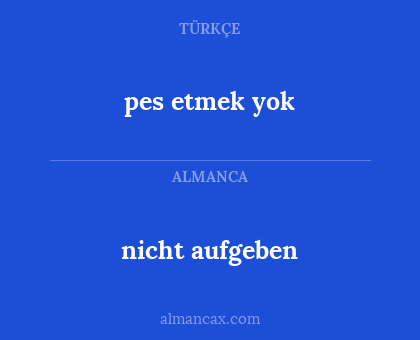 pes etmek yok - nicht aufgeben