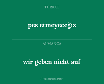 pes etmeyeceğiz - wir geben nicht auf