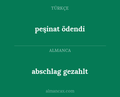 peşinat ödendi - abschlag gezahlt