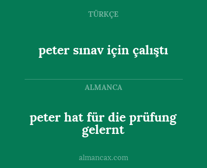 peter sınav için çalıştı - peter hat für die prüfung gelernt