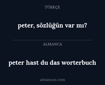 peter, sözlüğün var mı? - peter hast du das worterbuch