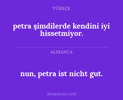nun, petra ist nicht gut. - petra şimdilerde kendini iyi hissetmiyor.