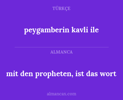 mit den propheten, ist das wort - peygamberin kavli ile