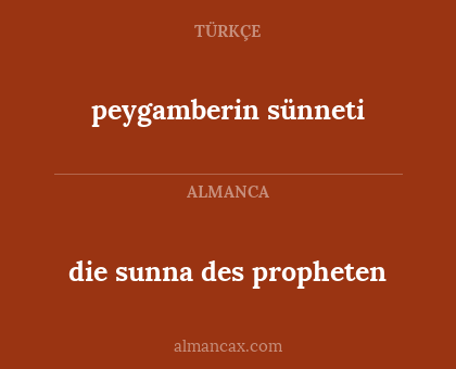 peygamberin sünneti - die sunna des propheten