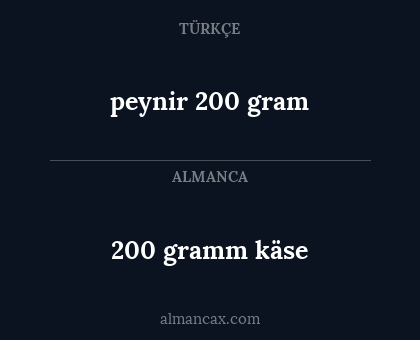 200 gramm käse - peynir 200 gram