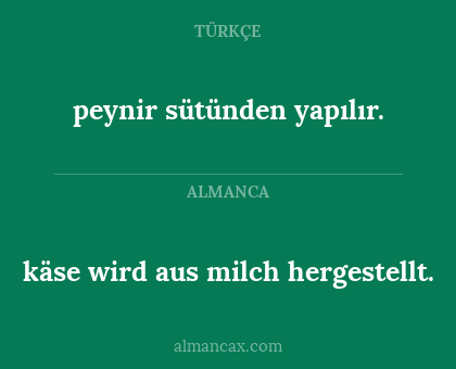 peynir sütünden yapılır. - käse wird aus milch hergestellt.