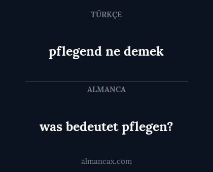was bedeutet pflegen? - pflegend ne demek