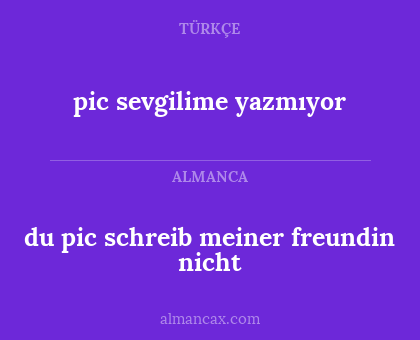 du pic schreib meiner freundin nicht - pic sevgilime yazmıyor