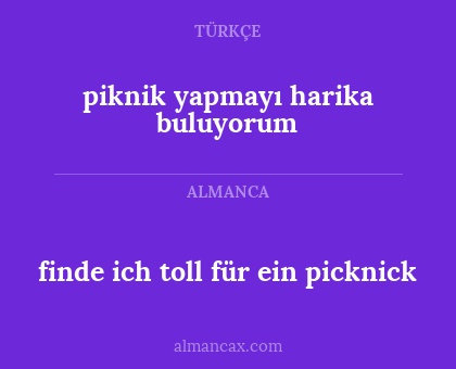 finde ich toll für ein picknick - piknik yapmayı harika buluyorum