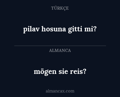 pilav hosuna gitti mi? - mögen sie reis?