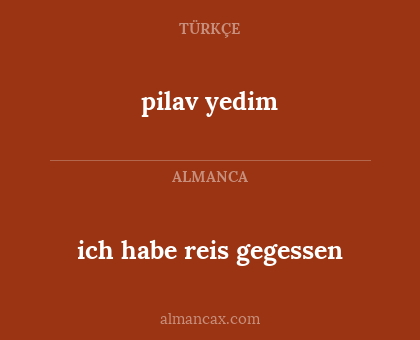 ich habe reis gegessen - pilav yedim