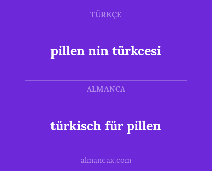 pillen nin türkcesi - türkisch für pillen