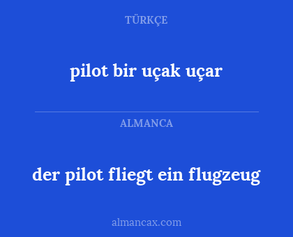 pilot bir uçak uçar - der pilot fliegt ein flugzeug