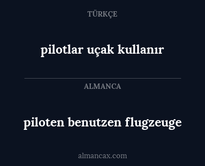 pilotlar uçak kullanır - piloten benutzen flugzeuge