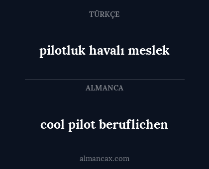 pilotluk havalı meslek - cool pilot beruflichen