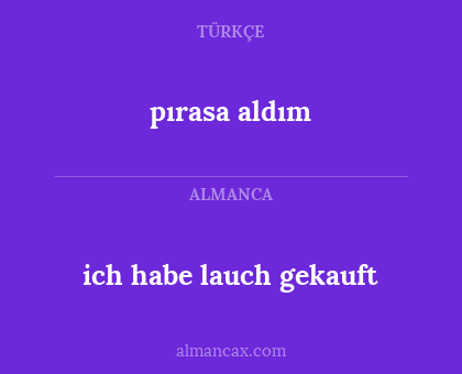 ich habe lauch gekauft - pırasa aldım