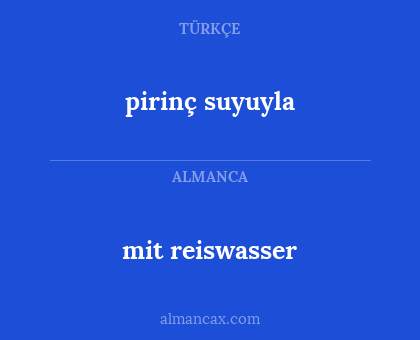mit reiswasser - pirinç suyuyla