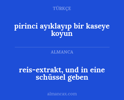 pirinci ayıklayıp bir kaseye koyun - reis-extrakt, und in eine schüssel geben