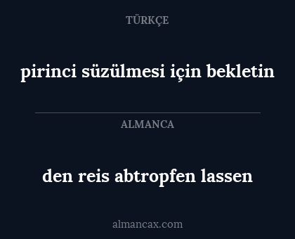 pirinci süzülmesi için bekletin - den reis abtropfen lassen