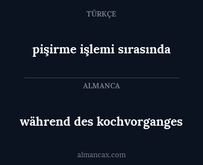 pişirme işlemi sırasında - während des kochvorganges