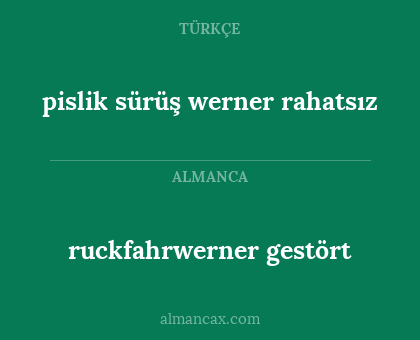 ruckfahrwerner gestört - pislik sürüş werner rahatsız